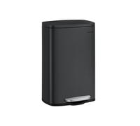 SONGMICS Cubo de basura de cocina de 13 galones (50 L), con pedal, cierre suave, pedal de paso, acero, cubo interior, negro LTB050B02