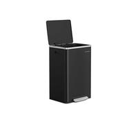 SONGMICS Cubo de Basura 50 L, con 15 Bolsas de Basura, Acero, Bolsa de Plástico Extraíble, con Tapa, Asas, Cierre Suave, Negro Tinta LTB595B02