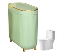 Cubo de basura de baño inclinado cubo-pequeño cubo de desechos, papeles de baño | Con tapa de papel higiénico, desechos de inodoro delgados para desperdicios de baño Cubo de desperdicio de inodoro con