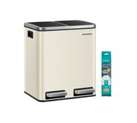 Cubo de Basura de Cocina 2 x 15 L Cubo con Cubeta Doble para Reciclaje y Residuo