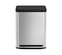 Cubo de Basura de Cocina con Pedal 55×46×73 cm, Papelera de Acero Inoxidable con Tapa de Cierre Suave y Función de Mantener Abierta, Cubo Interior Extraíble con Asas, Diseño Moderno Antihuellas