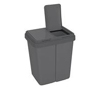 Cubo de basura de dos compartimentos con tapa Cubo de basura de plástico para la cocina Cubo de basura a prueba de olores Sistema de separación de residuos, 2 x aprox. 25 litros