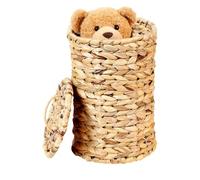 Cubo de basura de jacinto de agua: basura de almacenamiento de ratán tejido, contenedor de desechos de fibra hecho a mano | Cesta estilo granja Boho, apartamento de entrada a la sala de estar