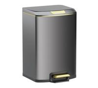 Cubo de basura de lujo de cierre suave con tapa, cubo de basura de acero inoxidable con pedal de paso y cubo interior para cocina, baño, sala de estar, oficina y baño (negro, 13 L)