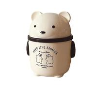 Cubo de basura de mesa en miniatura - Adorable cubo de basura con temática de oso para estantes, cubo de basura de escritorio, bonito contenedor para residuos, pequeño cubo de basura para mesas, baños