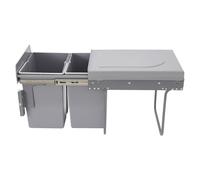 Cubo de basura empotrable, 2 compartimentos, sistema de separación de residuos de 20 L + 20 L, extensible para cocina, cubo de basura de cocina, armario bajo, separación de basura como extracción