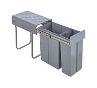 Cubo de basura extraíble froland capacidad 1 x 20 l + 1 x 10 l plástico/acero 48 x 26 x 42 cm - gris [en.casa]