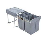 Cubo de basura extraíble froland capacidad 2 x 10 l + 1 x 20 l plástico/acero 48 x 34 x 42 cm - gris [en.casa]
