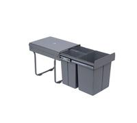 HOMCOM Cubos de Basura Extraíbles 3 Contenedores de Reciclaje 1x20L y 2x10L Metal y Plástico 48x34,2x41,8cm Gris Aosom España