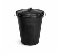 Cubo de Basura Industrial con Tapa - Contenedor Profesional Negro de 50L o 100L - Polipropileno Reciclado Resistente - Asas Metálicas Galvanizadas - para Hostelería, Cocina, Industria (50 litros)