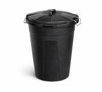 Cubo de Basura Industrial con Tapa - Contenedor Profesional Negro de 50L o 100L - Polipropileno Reciclado Resistente - Asas Metálicas Galvanizadas - para Hostelería, Cocina, Industria (100 litros)