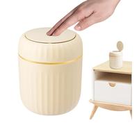 Cubo de basura - Mini cubo de basura de mesa con tapa tipo prensa | Contenedor de basura de pequeño | Cubo de basura compacto que ahorra espacio | Organizador moderno de escritorio para sala
