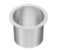 Cubo de basura moderno de acero inoxidable, pequeño hueco redondo integrado, cubo de basura sin fondo incrustado en la encimera para escritorio de la oficina del restaurante en casa, 130 mm