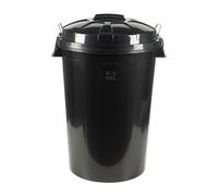 Cofan Cubo de basura 100 L negro - tapa y asas metálicas, polipropileno, fácil de limpiar