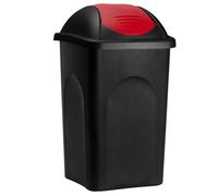 Cubo de basura negro/rojo plástico 68x41x41cm 60L