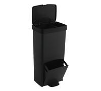 Cubo de basura o reciclaje 70L en NEGRO, VERTICAL, en 2 Compartimentos, Papelera para residuos, 76 cm de altura, fácil gestión, Negro antracita