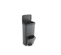 Cubo de basura o reciclaje 70L, VERTICAL, en 2 Compartimentos, Papelera para residuos, 76 cm de altura, fácil gestión, Negro antracita