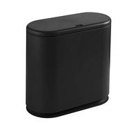 Cubo de basura ovalado dividido de 8 litros de estilo nórdico con tapa para baño, cocina, dormitorio, oficina, cubo de basura ovalado dividido (negro)