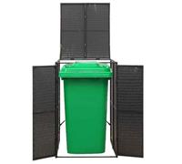 Cubo de basura para 1 tonelada, color negro, 70 x 80 x 117 cm | Ratán sintético, marco de acero recubierto de polvo, puertas con cerradura, resistente a la intemperie