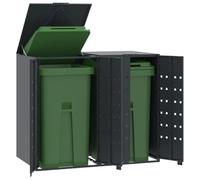 Cubo de basura para 2 toneladas de acero, antracita, 138 x 79 x 117 cm | Recubierto de polvo, con muelle de gas, fácil acceso a la eliminación de residuos