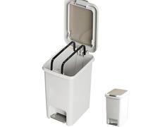 Cubo de basura para cuarto de baño, tapa de basura, pedal de pedal, cubo de basura con dispositivo de descenso automático, para el hogar para baño y cocina