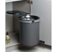 Cubo de basura para puerta giratoria con apertura automática, 30 litros, con amortiguador, 30 litros, para decoración de 320 mm, color antracita, negro, diámetro: 500 mm