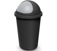 Cubo de basura plástico negro/gris 50L