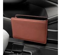 Cubo de basura plegable para almacenamiento de puerta con función de colgar en el respaldo del asiento, cubo de basura de piel sintética de gran capacidad para organización de vehículos (sillín marrón