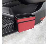 Cubo de basura plegable para puerta de vehículo y almacenamiento en el respaldo del asiento, organizador colgante de piel sintética con fijación segura (rojo)