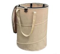 Cubo de basura portátil con diseño plegable para uso en exteriores, perfecto para acampar y desechar residuos de picnic, construido de tela para un uso duradero (beige)