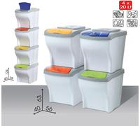 Cubo de Basura Reciclaje BAMA Poker 4 x 20 Lt Bin Cubo Basura