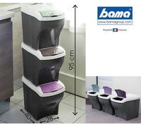 Cubo de Basura Reciclaje BAMA Poker Tris Pzas. 3 x 20 Lt Bin Basura