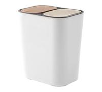Cubo de basura rectangular de dos cámaras, ahorra espacio, cubo de basura de 18 L con tapas de botón a presión, para el hogar, lavandería, comedor