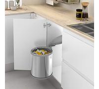 Cubo de basura redondo y giratorio con apertura automática para armario de cocina - Capacidad 13L - Acero Inoxidable