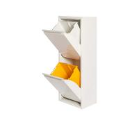 Cubo de Basura y Reciclaje Metálico Wellhome 2 Compartimentos 17L Blanco Mate