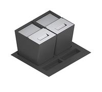 Cubo de Basura y Reciclaje para cajón de Cocina - Tapa de Acero Inoxidable, PP Antracita, 600 mm Ancho Mueble/Alto Producto mm 295