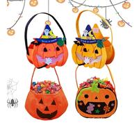 Cubo de calabaza de Halloween, bolsas de de calabaza - Bolsas de no tejidas Bolsa canasta de aperitivos | Cesta de calabaza naranja, 4 piezas, bolsa de golosinas, cestas
