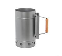 Cubo de carbón portátil con diseño de ventilación y mango resistente al calor para mejorar el encendido de carbón vegetal al aire libre de barbacoa y horno (plateado)