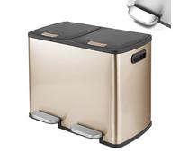 Cubo de Cocina, Cubo de Reciclaje Doble de 40L, Cubeta de Acero Inoxidable 410, Sistema de Separación de Residuos de Alimentos con Reposapiés Antideslizante y Tapa, Cubeta Interior de Champagne color