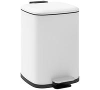 Cubo de cocina HOMCOM 12L con tapa de cierre suave cubo de pedal cubo antihuellas y cubo interior extraíble, blanco