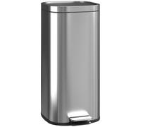 Cubo de cocina HOMCOM 30L, cubo de pedal con cubo interior extraíble, tapa de cierre suave que se mantiene abierta, antirrozaduras, para el hogar o la oficina, plateado
