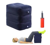Cubo de discos intervertebrales inflable con bomba, cubo de almacenamiento escalonado, cubo de espuma, taburete hinchable, reposapiés para niños (azul oscuro, 3 capas)
