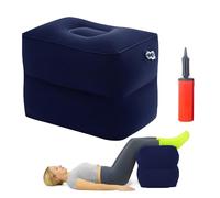 Cubo de discos intervertebrales inflable con bomba, cubo de almacenamiento escalonado, cubo de espuma, taburete hinchable, reposapiés para niños (azul oscuro, 2 capas)