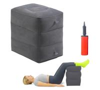 Cubo de discos intervertebrales inflable con bomba, cubo de almacenamiento escalonado, cubo de espuma, taburete hinchable, reposapiés para niños (gris oscuro, 3 capas)