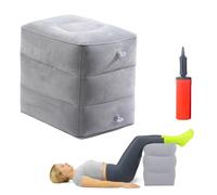 Cubo de discos intervertebrales inflable con bomba, cubo de almacenamiento escalonado, cubo de espuma, taburete hinchable, reposapiés para avión infantil (gris claro, 3 capas)