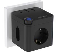 Cubo de Enchufe sin Cable USB C 6 en 1 con Interruptor, 3 Tomas y 3680W | Adaptador de Enchufe Cúbico sin Cable con 2 USB, Regleta Múltiple para Oficina, Hogar y Viajes, Color Negro