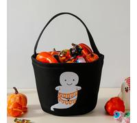 Cubo de Fantasma de Halloween para Dulces de Niños, Bolsa de Dulces Espeluznantes para Niñas y Niños Trick or Treat, Suministros para Fiestas, Bolsa de Regalos para Niñosnegro