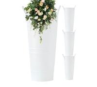 Cubo De Flores Galvanizado,4 Piezas Rústicas Altas Galvanizadas Decorativas,Decoración Centro Mesa Bodas - para Estantería, Mesa, Recibidor, Dormitorio, Sala de Estar y Celebración Nupcial