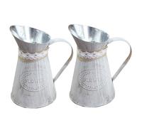 Cubo de flores, jarra de hierro rústica, jarra de jardín vintage, florero de metal, maceta de escritorio para plantas, para decoración del hogar, 2 piezas, maceta de hierro, cubo de flores de hojalata