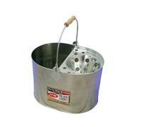 Cubo de fregona de metal de acero galvanizado de 13 litros, grande, galvanizado, reforzado, resistente, de acero grueso, para limpieza general en casa, oficina